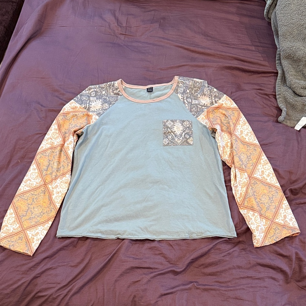Patchwork Long Sleeve Womans Top